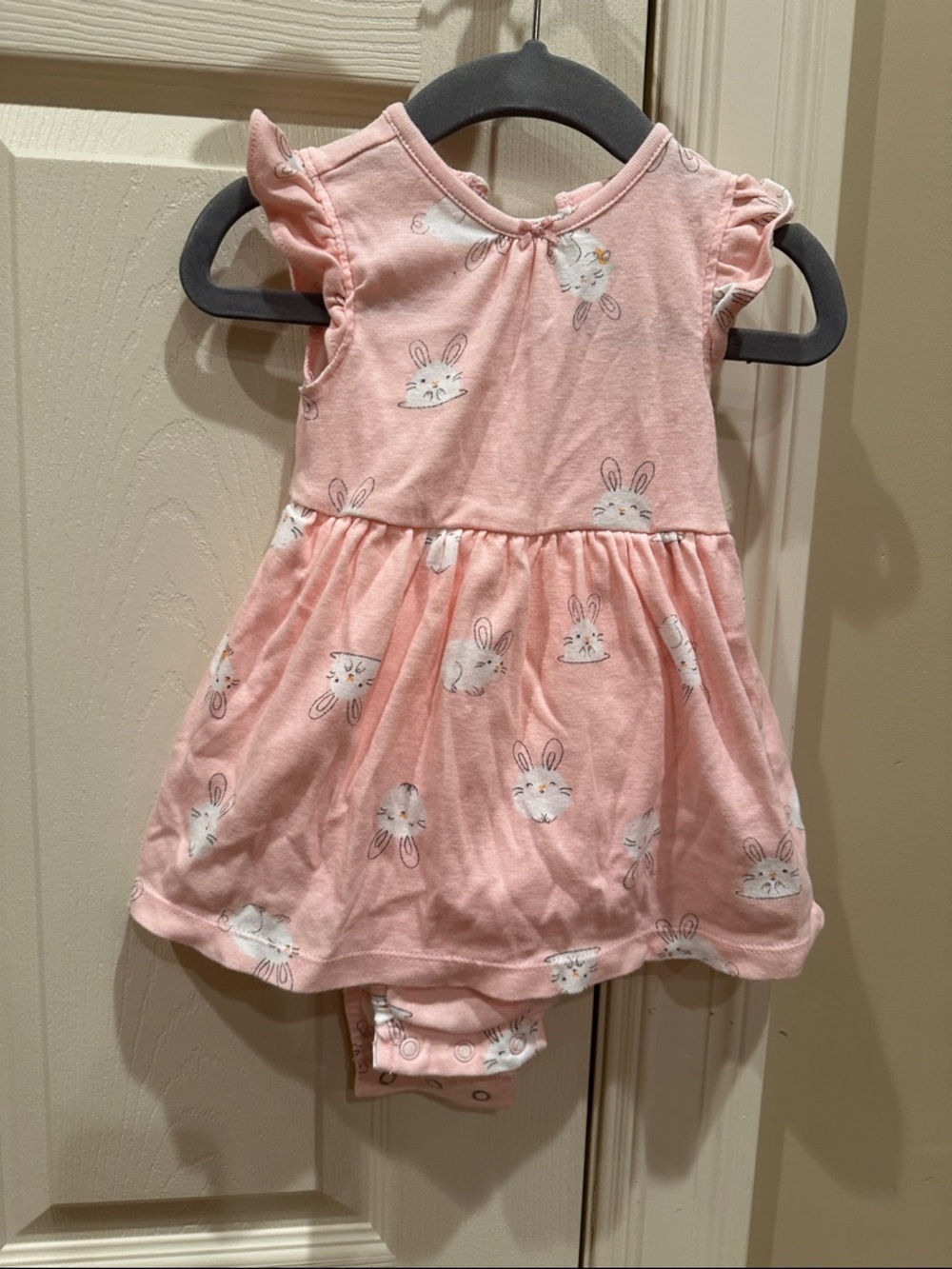 🔴Carter's Pink Bunny Print One-Piece Dress